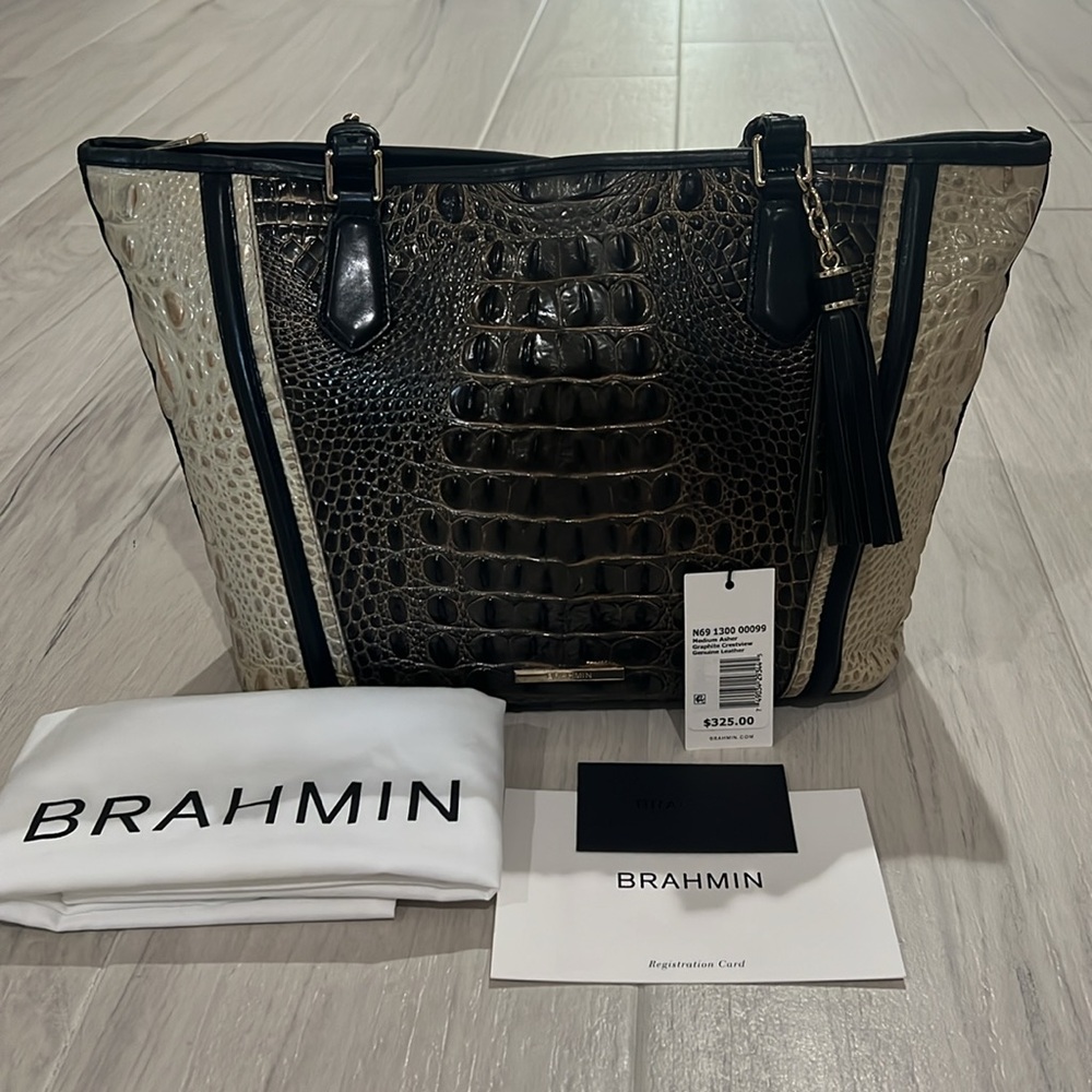 So Classy! Brahmin Medium Asher in Graphite Crestview😎